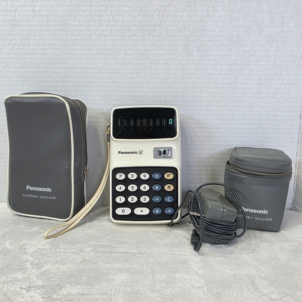 Vintage 1973 Panasonic‎ 860 Calculator With Adapter And Cases Model JE-860U